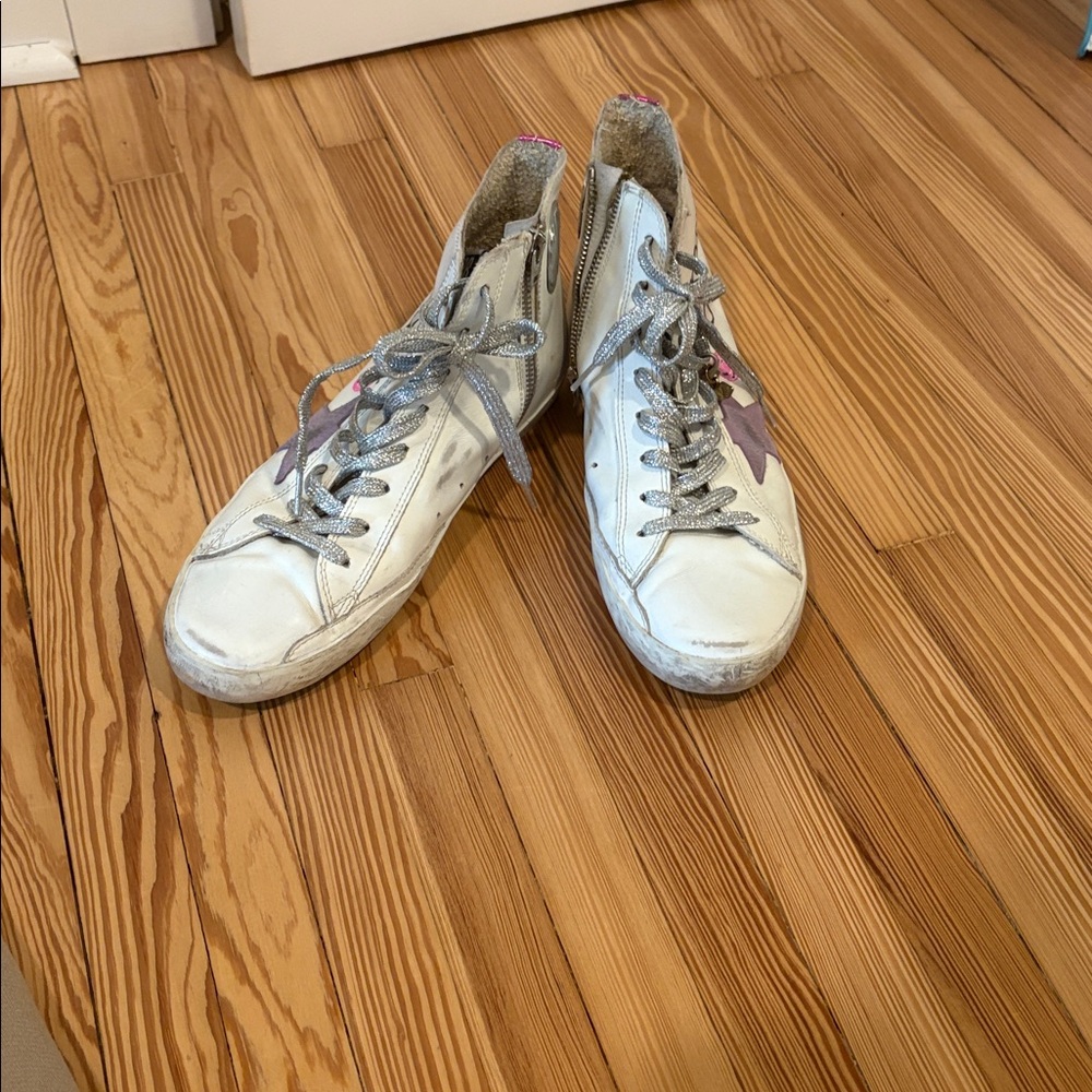 Golden goose White High-Top Sneakers with Star Detail